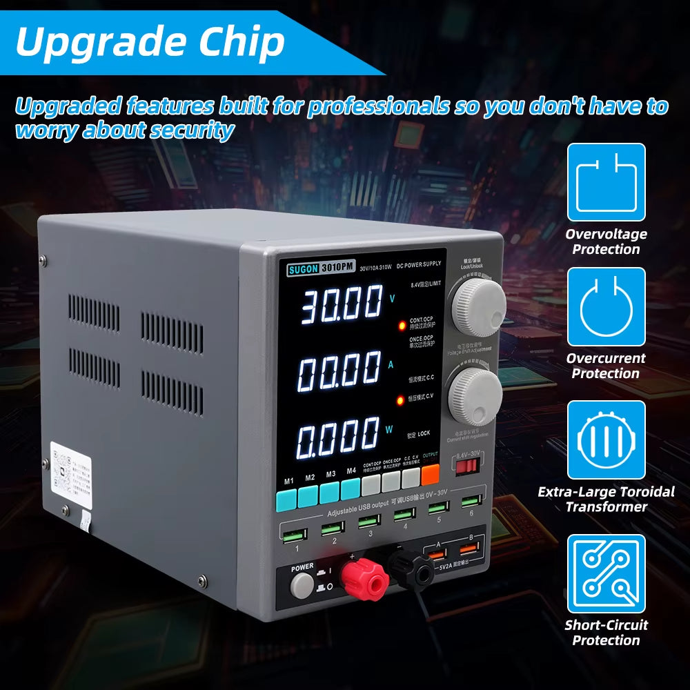 SUGON 3010PM Programmable DC Power Supply 30V 10A Voltage Current Regulator Stabilized Power Supply Voltage Switch AC 220V 110V