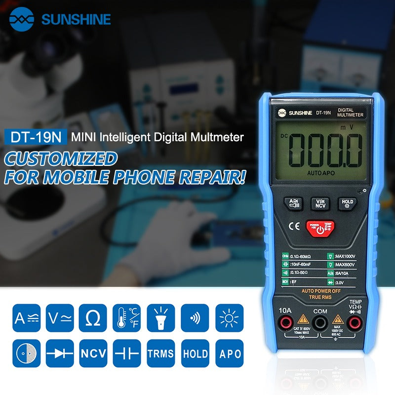 SUNSHINE DT-19N Mini Smart Digital Multimeter | Compact & Accurate