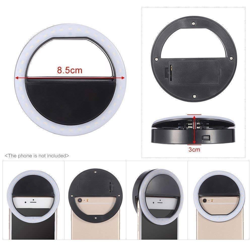 30 Led Selfie Ring Light Usb Rechargeable Clip On Cell Phone Camera Light