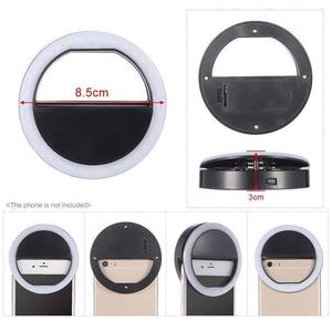 30 Led Selfie Ring Light Usb Rechargeable Clip On Cell Phone Camera Light