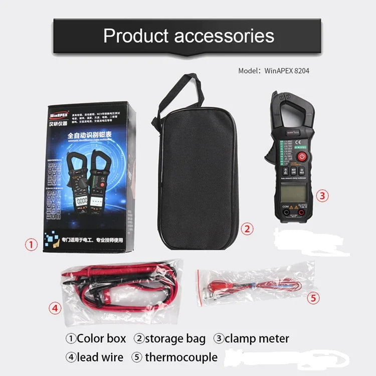 Solar Meter WinAPEX 8204 Digital Clamp Meter AC Ampare DC Ampare Meter Clamp meter