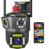 Speed-x PTZ (SPZ-803) 3 Camera Lens WiFi Outdoor 6MP Color Night Vision with V380 Pro App without adapter