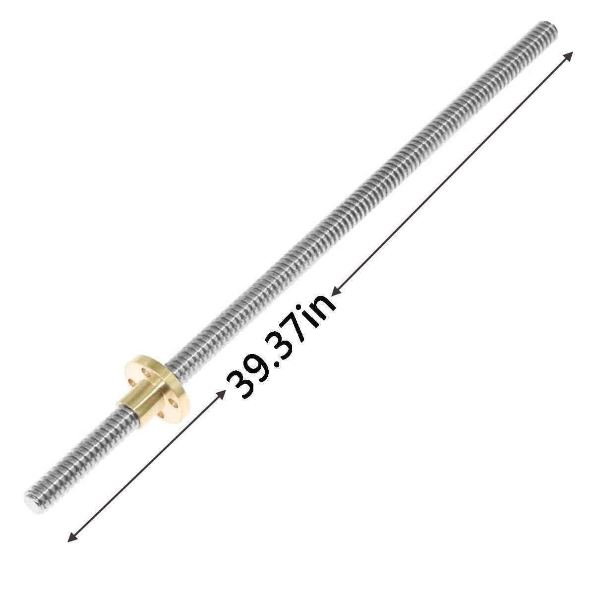 T8 T8x2 Lead Screw 1000mm 8mm Pitch 2mm Lead 2mm Stainless Steel Lead Screw Rod With Copper Nut Acme Thread For 3d Printer And Cnc Machine z Axis