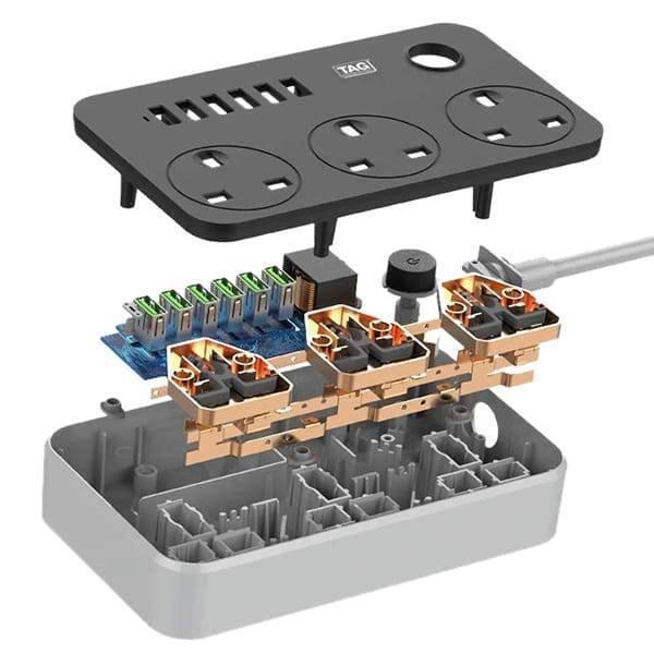 High Quality 3 Power Socket 6 Usb Ports Extension Power Lead Wire Cable Board