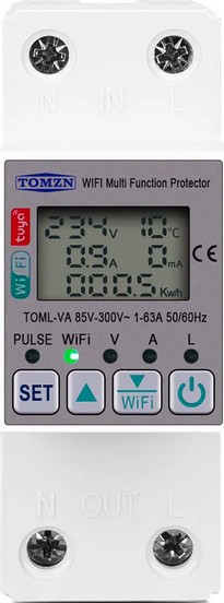 Tomzn Toml-va 63 Wifi Breaker Meter Switch Voltage Protector Timer Tuya Smart Life Measure v a Kw Kwh Leak Electric Leakage Electric Suction