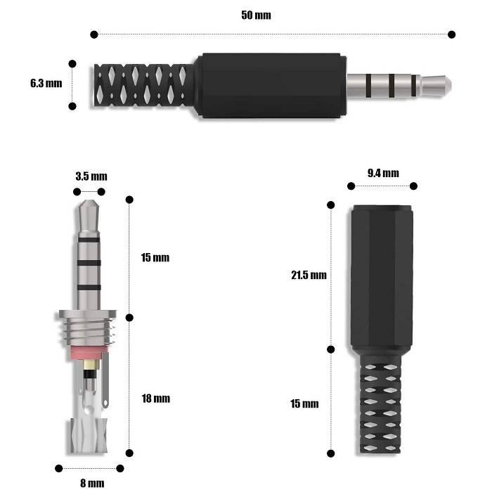 Trrs Male Plug 4 Pole 1/8’ 3.5mm Solder Type Diy Audio Cable Connector For Headphones Headset
