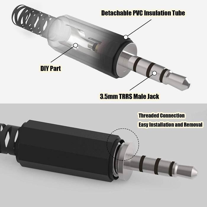 Trrs Male Plug 4 Pole 1/8’ 3.5mm Solder Type Diy Audio Cable Connector For Headphones Headset
