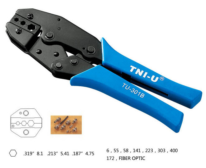 TU-301B Multifunctional Ratchet Crimping Pliers BNC 3 Hole Hexagonal Cold Press Pliers Coaxial Cable
