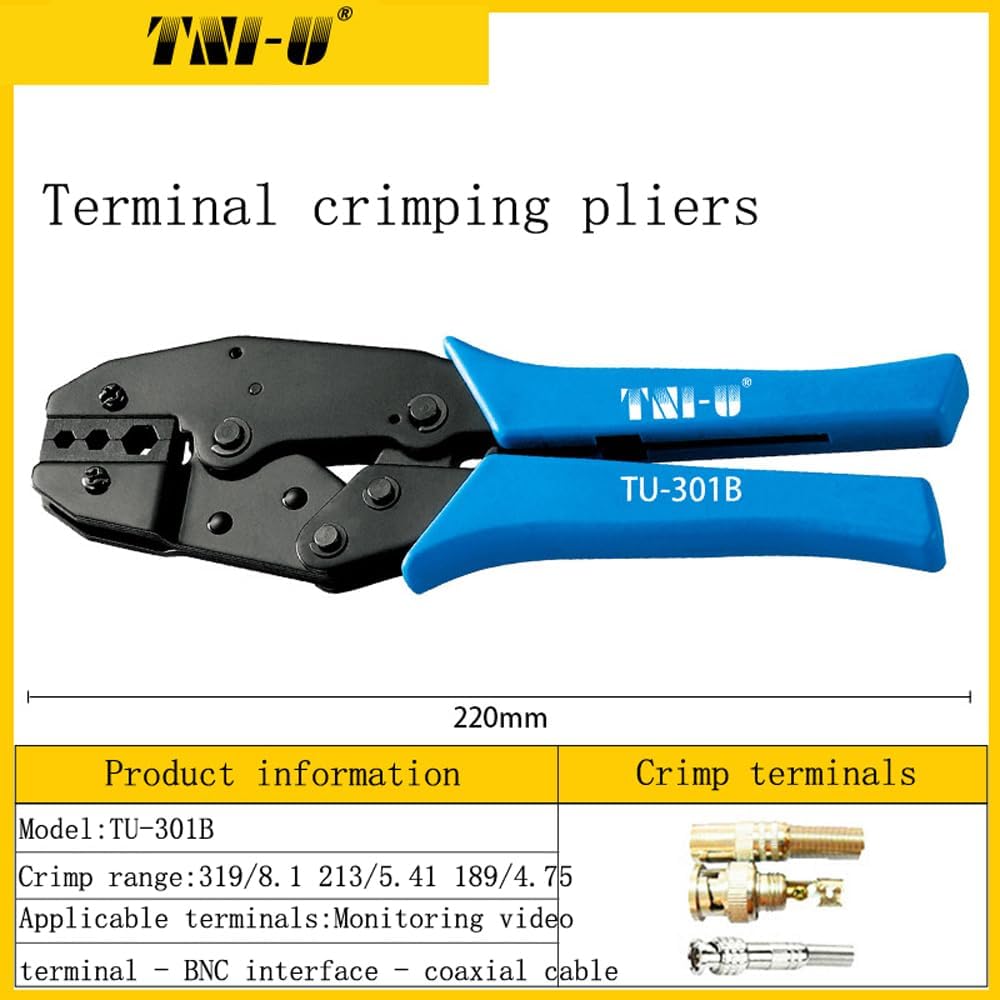 TU-301B Multifunctional Ratchet Crimping Pliers BNC 3 Hole Hexagonal Cold Press Pliers Coaxial Cable