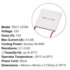 Thermoelectric Cooler Peltier Module Tec1-12706 12vdc 6a Cooling Refrigeration Plate