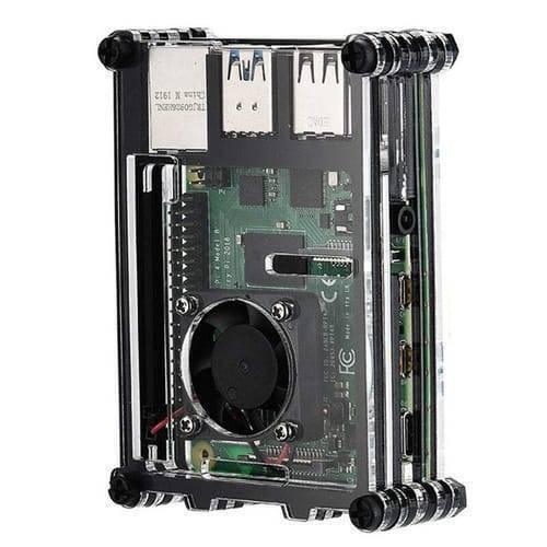 Transparent Acrylic Case For Raspberry Pi 4b With Cooling Fan And Heat Sink Clear And Black Case