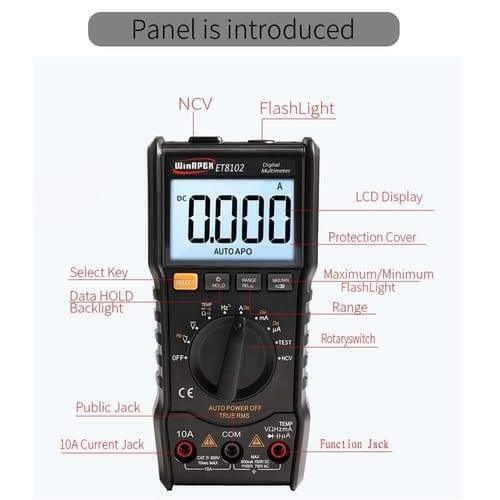 Et8102 True Rms Digital Display Pocket Size Multimeter 1000v 10a Voltmeter Ammeter