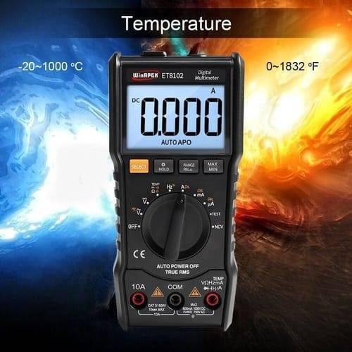 Et8102 True Rms Digital Display Pocket Size Multimeter 1000v 10a Voltmeter Ammeter