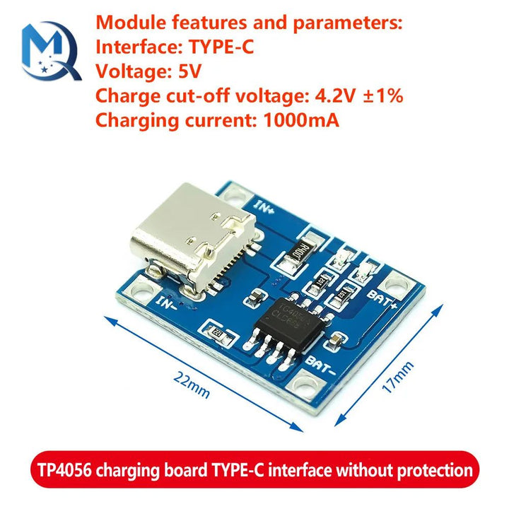 Type C 5V 1A TP4056 1s Lithium Battery Charger Module BMS