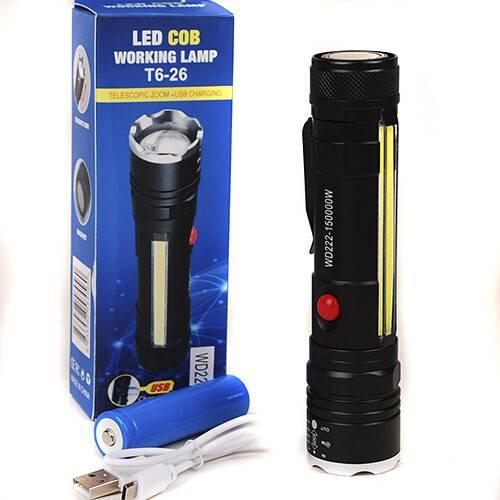 Usb Rechargeable Zoomable Led Flashlight Camping Torch Lamp T6-26 Usb Charge