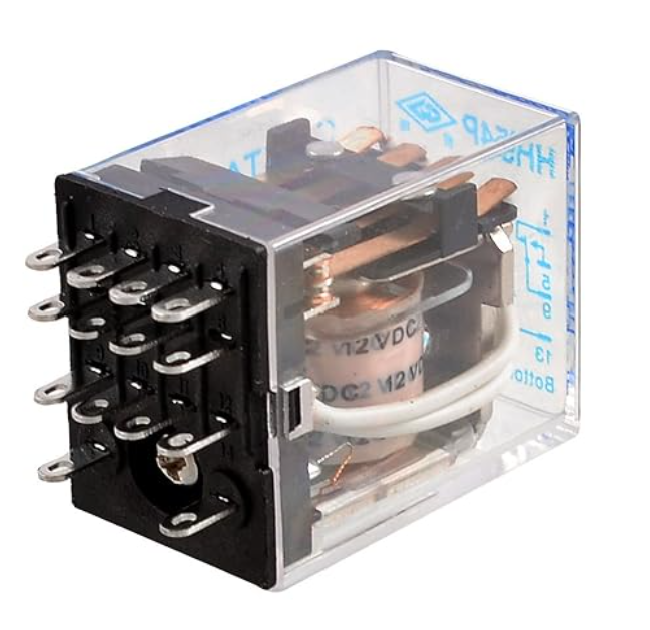 Uxcell HH54P DC 12V Coil 14-Pin Power Relay 4P2T with base| Digilog.pk
