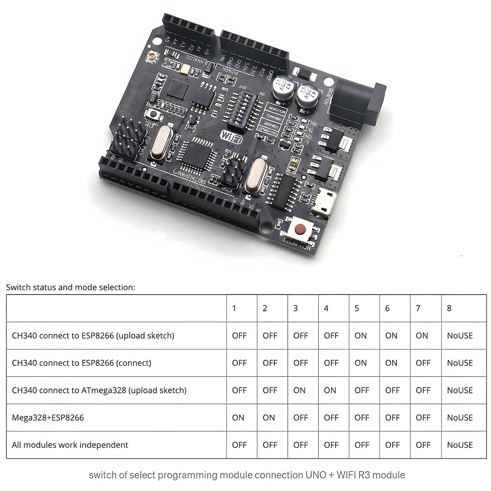 WiFi R3 ATmega328P + ESP8266 Development Board | Arduino UNO WiFi CH340G