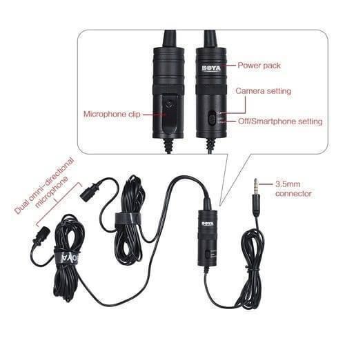 Yoga Dual Omni-directional Lavalier Microphone Bym1dm Camera Video Recorder Mic For Iphone Smartphone Dslr Camera