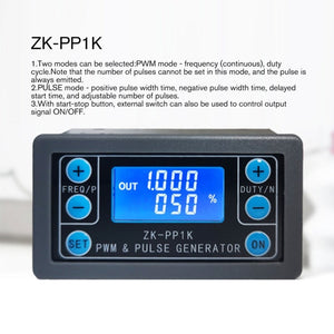 ZK-PP1K PWM Signal Generator Module – Dual Mode, 1Hz–150kHz, LCD Display, Delay, Pulse Width, Frequency & Duty Control, 3.3V–30V