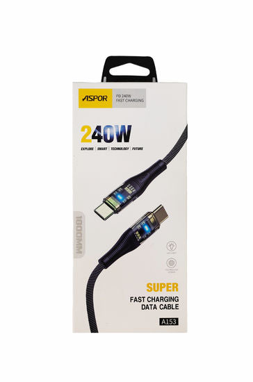 Aspor A153 240w Led Light Type-c To Type-c Pd Fast Charging Cable