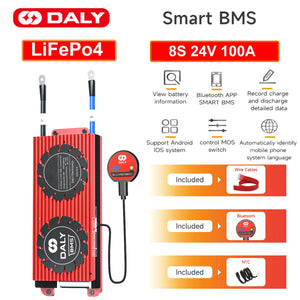 Daly Smart Bms 8s 24v 100a Wtih Balance For Lithium Iron Phosphate Lifepo4 Battery + Bluetooth