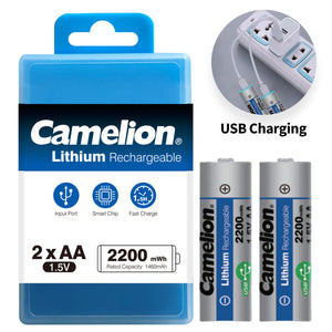Camelion Usb C Rechargeable Lithium Batteries Aa – 1.5v – 2200mwh