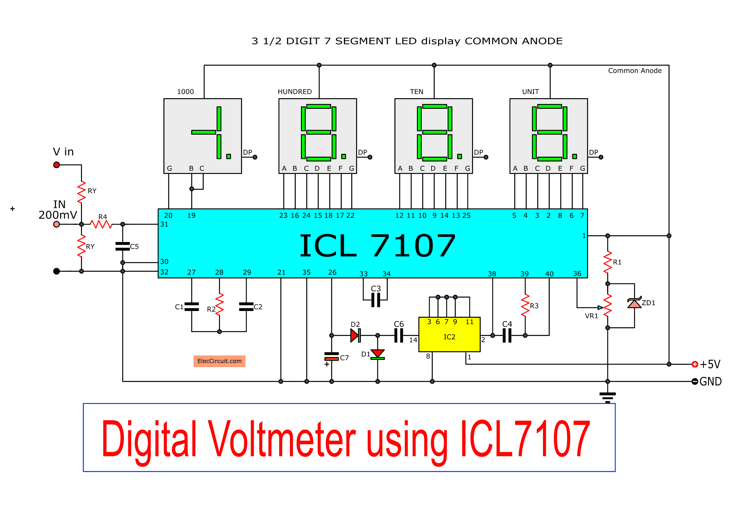 Simple Digital Voltmeter Ic Icl7107