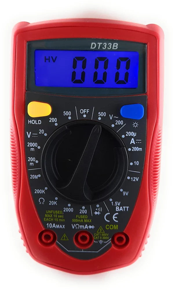 Dt33b Digital Multimeter, Ac/dc Voltage And Dc Current Measuring Digital Multimeter (red, Black 2000 Counts)