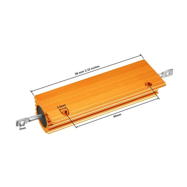 1r 100w Watt Load Resistor Aluminum Wire Wound Golden 1 Ohm Resistor