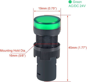 Green Indicator Light Ac/dc 24v, 16mm Panel Mount, For Electrical Control Panel, Hvac, Diy Projects