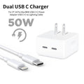 Iphone 14 Pro 50w Usb-c+c Power Adapter With Usb-c To Lightning Cable (high Copy)