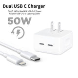 Iphone 14 Pro 50w Usb-c+c Power Adapter With Usb-c To Lightning Cable (high Copy)