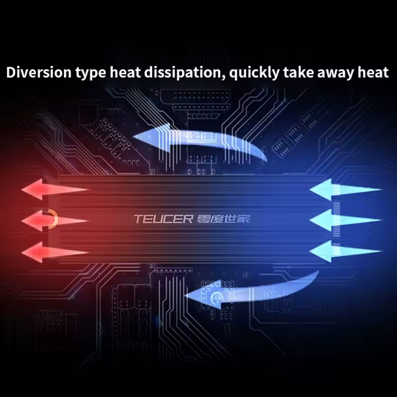 TEUCER M.2 SSD Heatsink NVME 2280 - Aluminum Cooling Radiator for Desktop PC & PS5