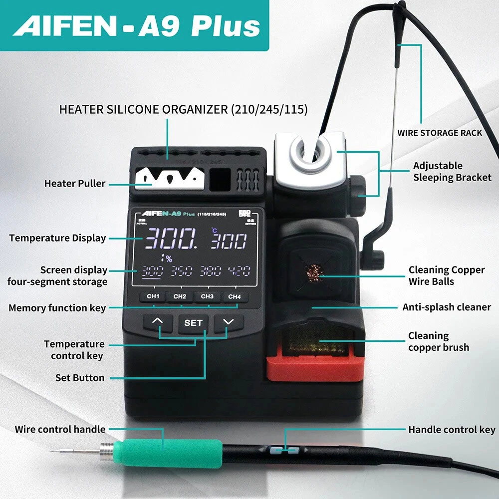Aifen A9 Plus 120w Digital Soldering Station - T245/t210/t115 Compatible