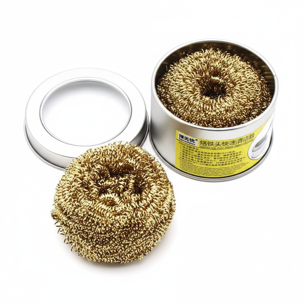 Brass Wire Sponge Soldering Iron Tip Cleaner with Metal Tin Box