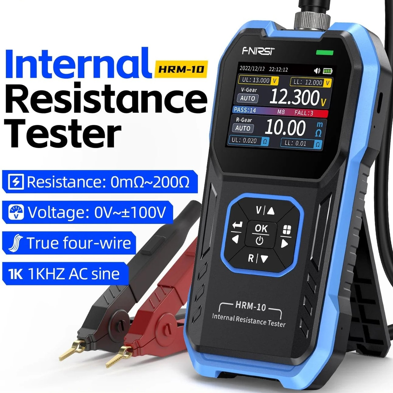 Fnirsi Hrm-10 Battery Internal Resistance Tester - High Precision Voltage & Resistance Meter
