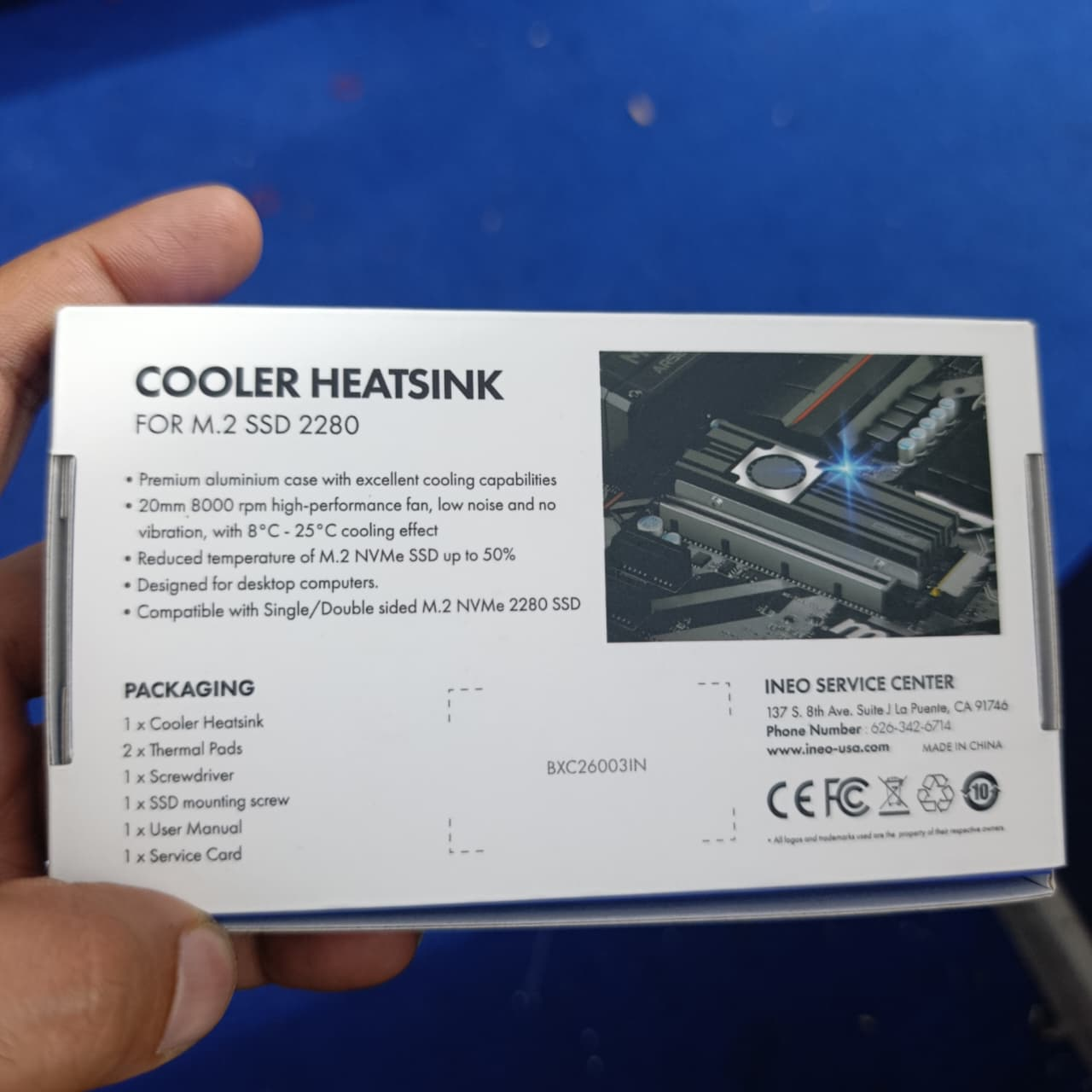 Ineo M.2 Heatsink Ssd Cooler With 20mm Cooling Fan - Model C2600-ii For Nvme 2280 Ssd