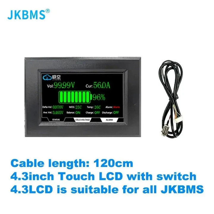 Jkbms 4.3-inch Lcd Display Accessory | Compatible With All Jk Bms Models