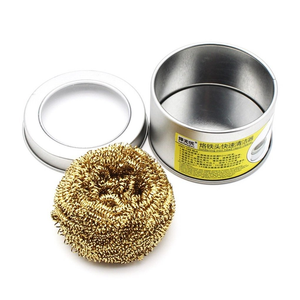 Brass Wire Sponge Soldering Iron Tip Cleaner with Metal Tin Box