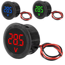 Dc Voltage Meter 4v-100v Led Digital Display Round 2 Wire Voltmeter Tester Monitor