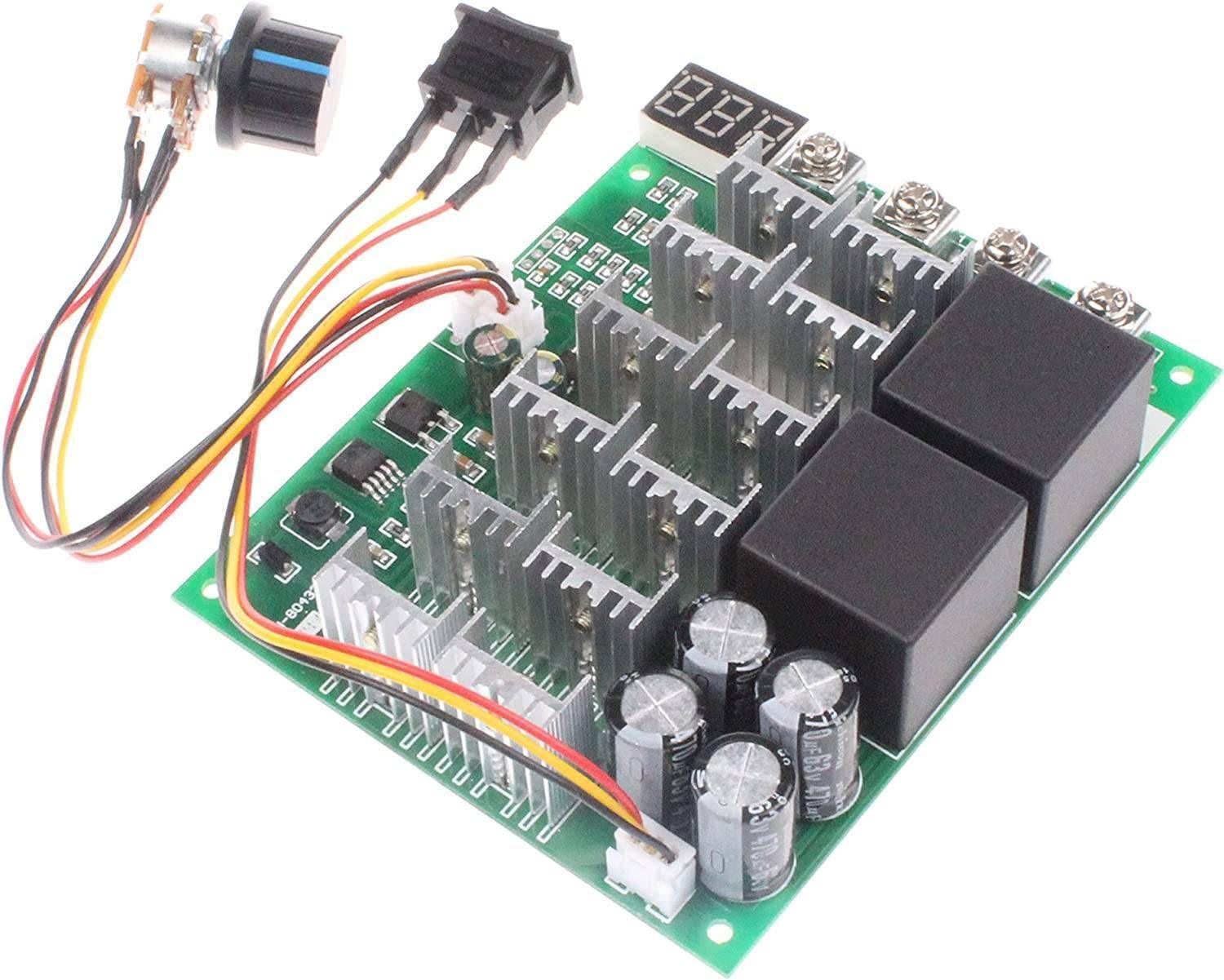 NOYITO PWM Motor Speed Controller 60A DC 10V-55V 12V 24V 36V 48V Digital Display 100A Max Brush DC Motor Controller - Third gear Forward Reverse Stop