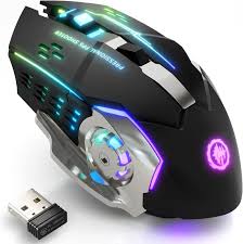 microware 2.4Ghz Rechargeable Wireless Gaming Mouse, professional Gaming Mouse Wireless Optical Gaming Mouse (2.4GHz Wireless, Black)