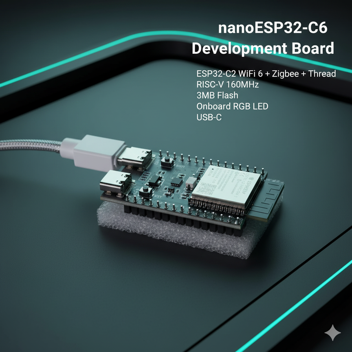 Original nanoESP32-C6 Development Board | ESP32-C6 WiFi 6 + Zigbee + Thread | RISC-V 160MHz | 8MB Flash | Onboard RGB LED | USB-C