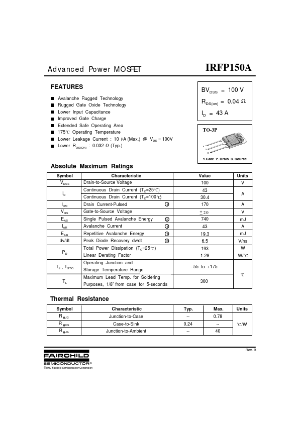 Irfp150a Advanced Power Mosfet