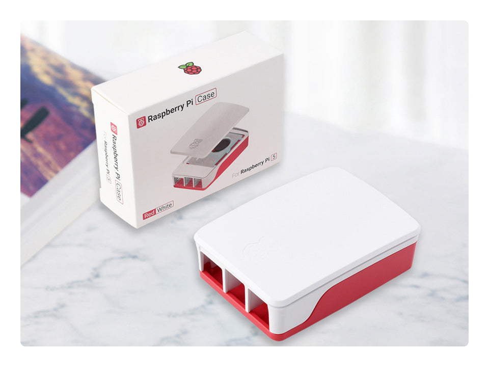 Official Raspberry Pi Case for Raspberry Pi 5, Built-in Cooling Fan, Red/White Color