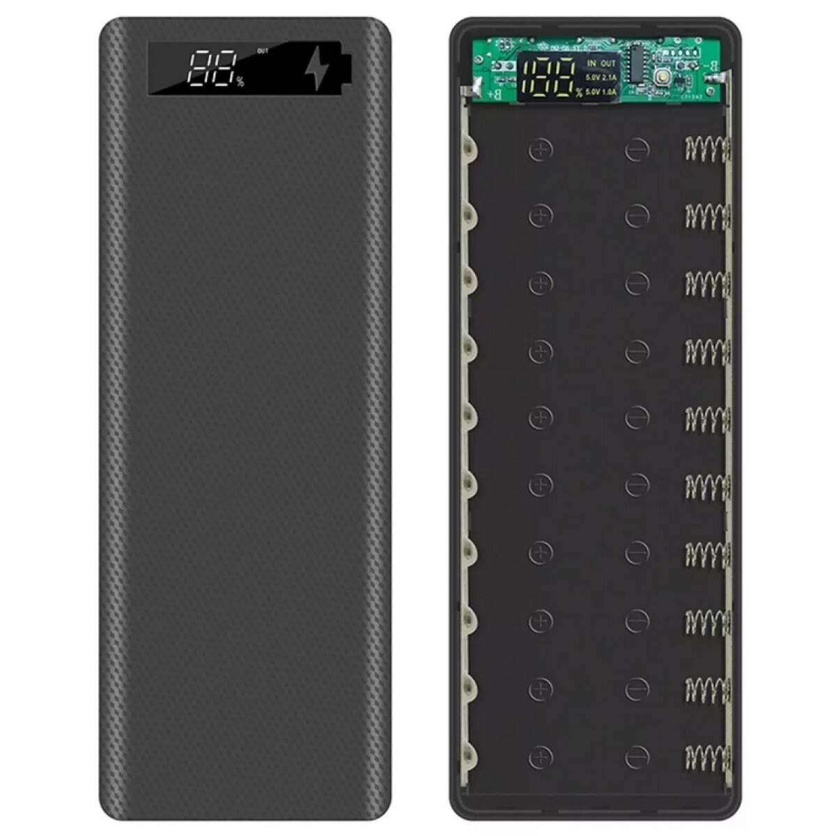 Power Bank Case 10 Cell 18650 Rechargeable Batteries Dual Output/dual Input Micro Usb And Type-c 10 Cell Power Bank Case