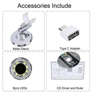 3 In 1 1600x Zoom 8 Led Usb Microscope Digital Magnifier Endoscope Video Camera