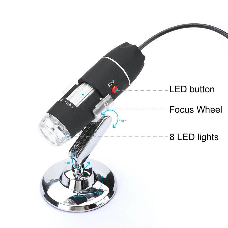 3 In 1 1600x Zoom 8 Led Usb Microscope Digital Magnifier Endoscope Video Camera