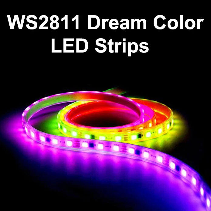 12v Ws2811 Led Strip Lights, Rgb Led Pixel Strip 5m 300 Leds Ip30 Addressable Intelligent Led Light Strip For Advertising Decoration Diy Projects With Remote And 5v 2a Power Supply