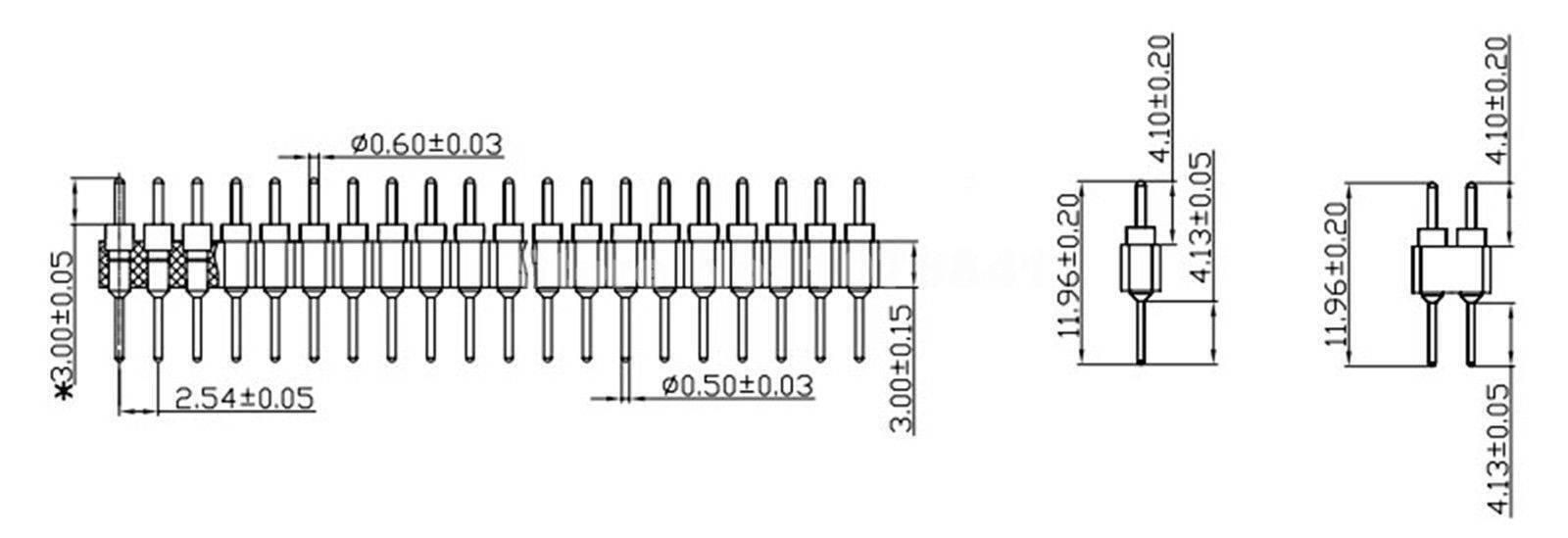 Gold Plated 2.54mm Male 40 Pin Single Row Straight Round Pin Header Strip